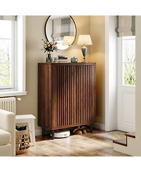 Tribesigns 6-Tier Shoe Cabinet with Shutter Doors, Modern Freestanding Shoe Organizer Cabinet with Adjustable Shelves, Large Wooden Shoe Storage Cabin