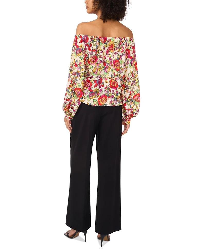 Vince Camuto Women's Floral Off-The-Shoulder Long-Sleeve Tie-Front Blouse