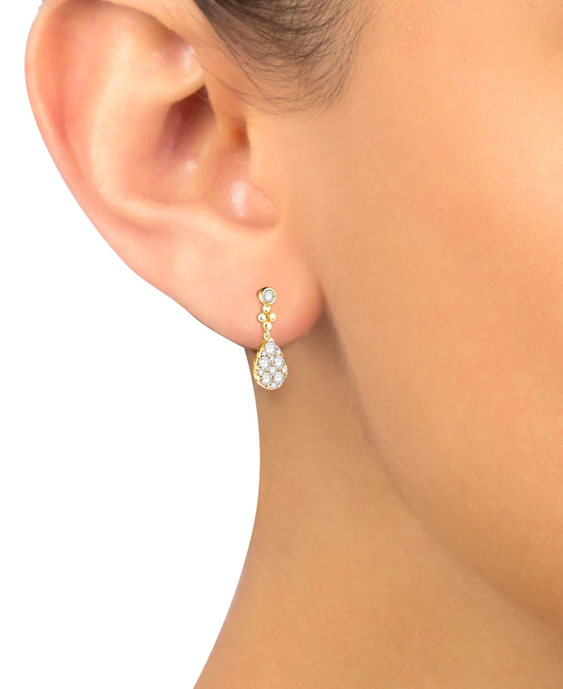 Diamond Teardrop Cluster Drop Earrings (3/4 ct. t.w.) in 14k Gold