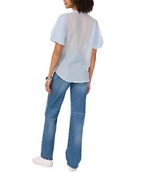 Vince Camuto Women's Sequined Puffed-Sleeve Sheer V-Neck Top