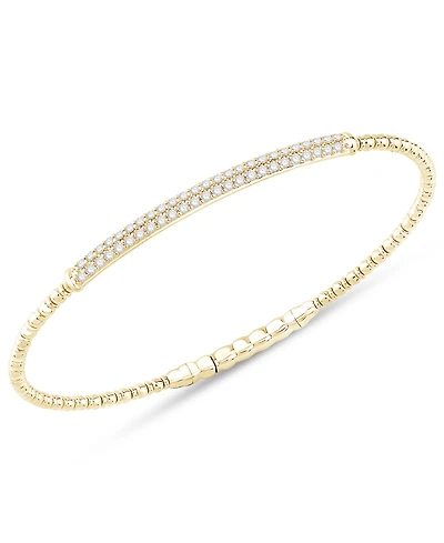 Diamond Double Row Pave Flexible Bangle Bracelet (1/2 ct. t.w.) in 10k Gold