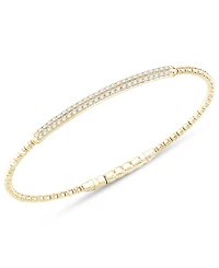 Diamond Double Row Pave Flexible Bangle Bracelet (1/2 ct. t.w.) in 10k Gold