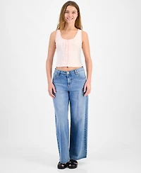 And Now This Women's Pointelle Cropped Lace-Trim Top, Exclusively at Macy's