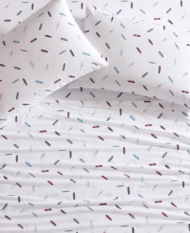 Nautica Printed 200-Thread Count Cotton Percale 3-Pc. Sheet Set, Twin Xl