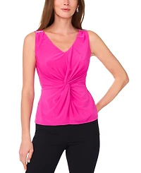 Msk Women's V-Neck Sleeveless Twist-Front Top