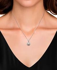 Belle de Mer Dyed Black Peacock Cultured Freshwater Pearl (6-7mm) & Lab-Created Sapphire (1-3/4 ct. t.w.) Pendant Necklace & Stud Earrings Set in Ster