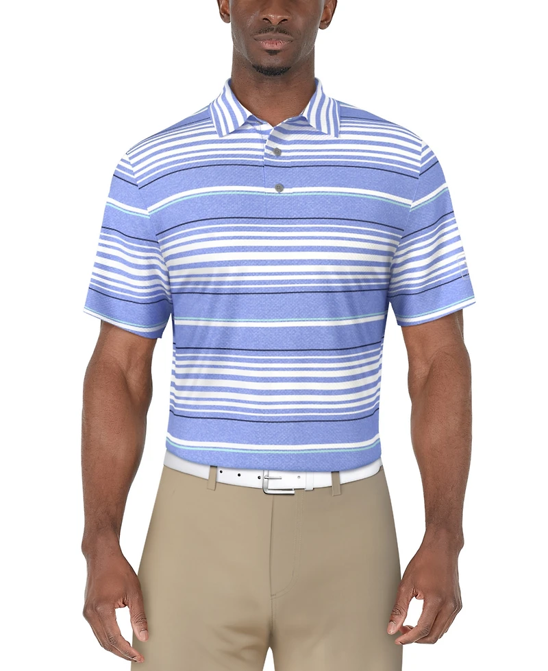 Pga Tour Men's Short Sleeve Striped Polo Shirt