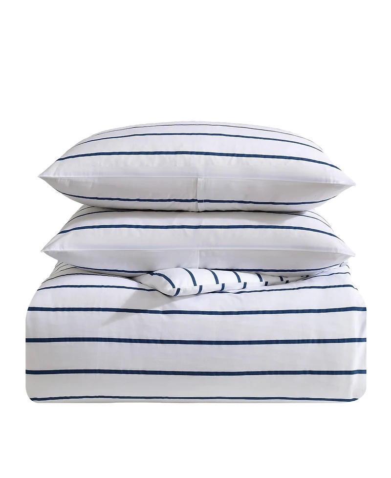 Nautica Brenton Stripe Percale 3-Pc. Duvet Cover Set