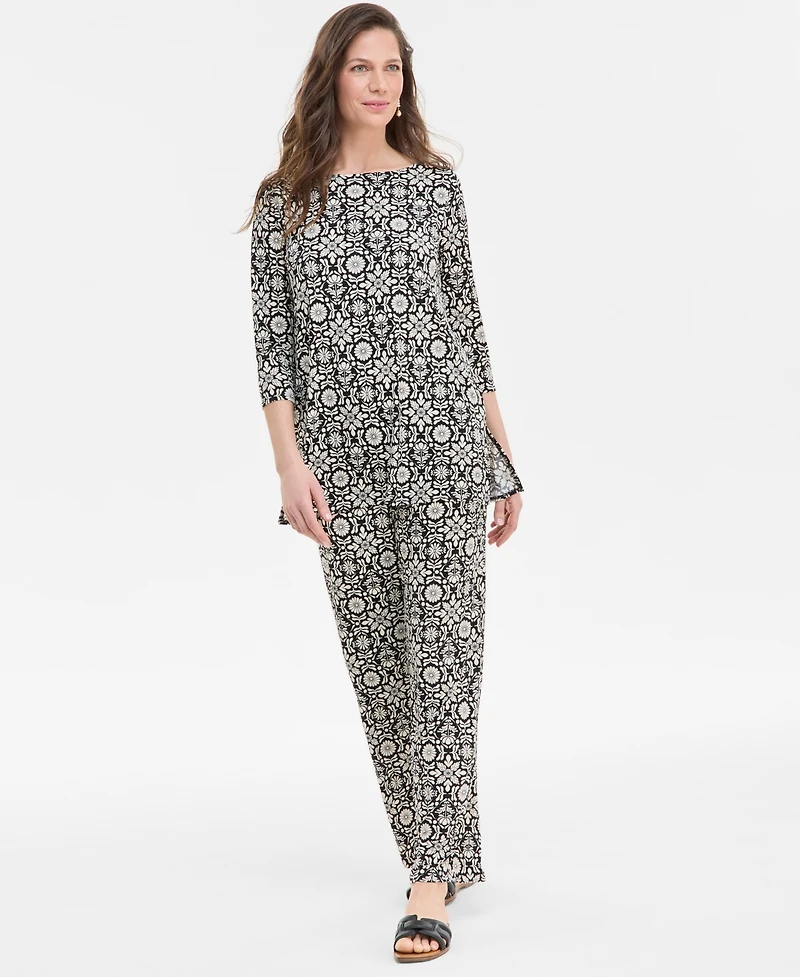Jm Collection Women's Printed Wide-Leg Pull-On Pants, Exclusively at Macy's