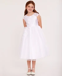 Bonnie Jean Big Girls Cascading Flower Applique Communion Dress