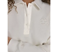 Starter Women's Polo-Collar Long-Sleeve Sweatshirt