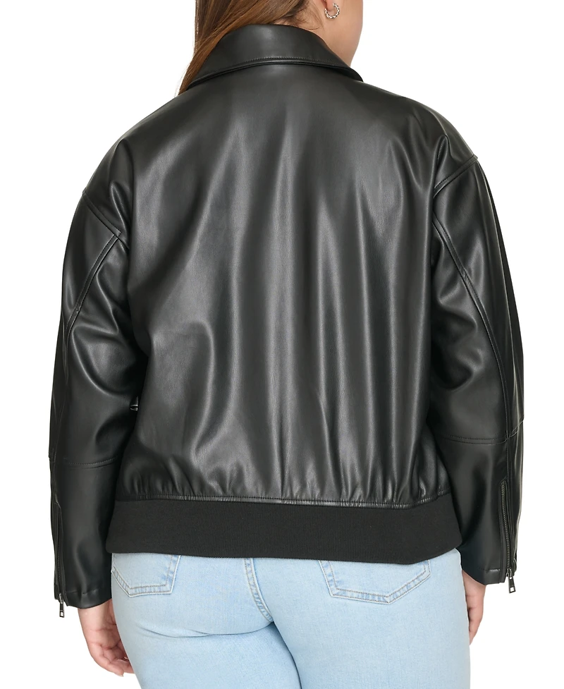 Levi's Plus Size Faux Leather Dad Bomber Jacket