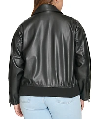Levi's Plus Size Faux Leather Dad Bomber Jacket
