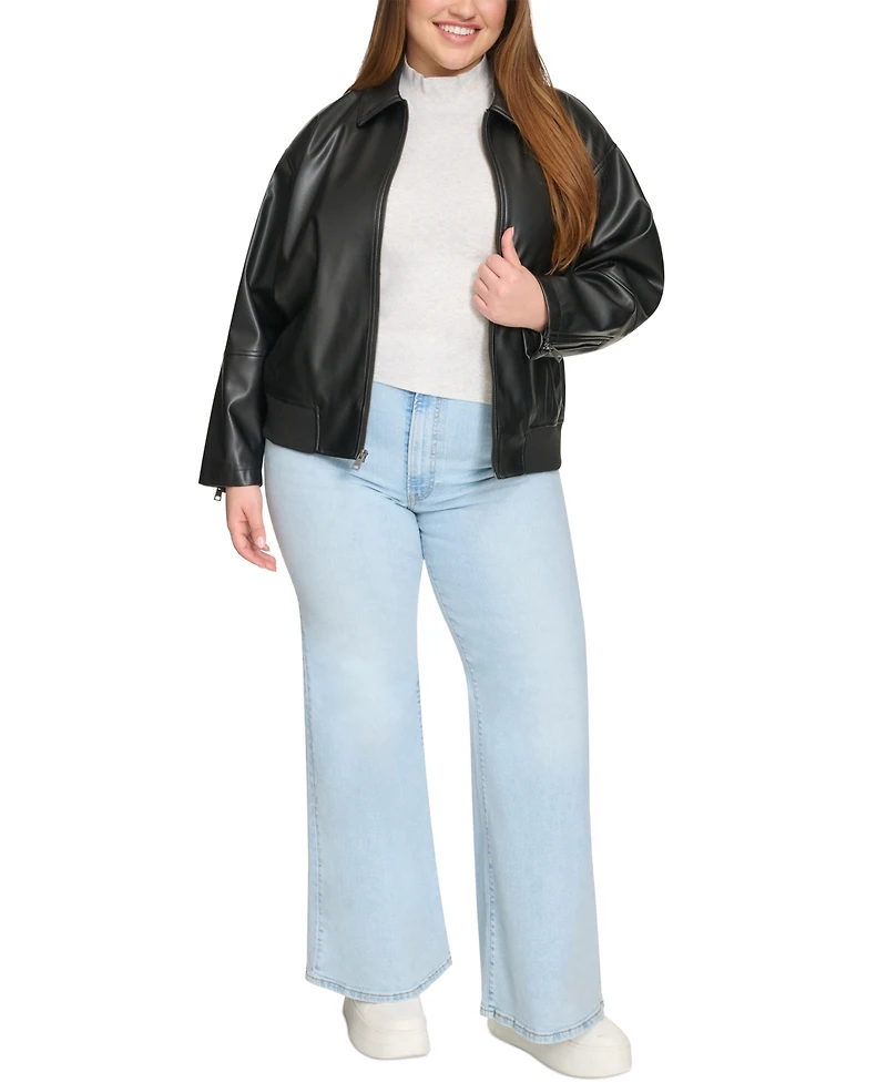 Levi's Plus Size Faux Leather Dad Bomber Jacket