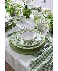 Mackenzie-Childs Green Check Round Platter