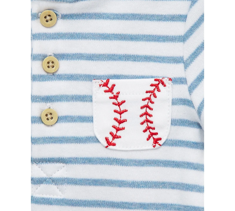 Little Me Baby Boys Cotton Baseball Bodysuit & Shorts, 2 Piece Set