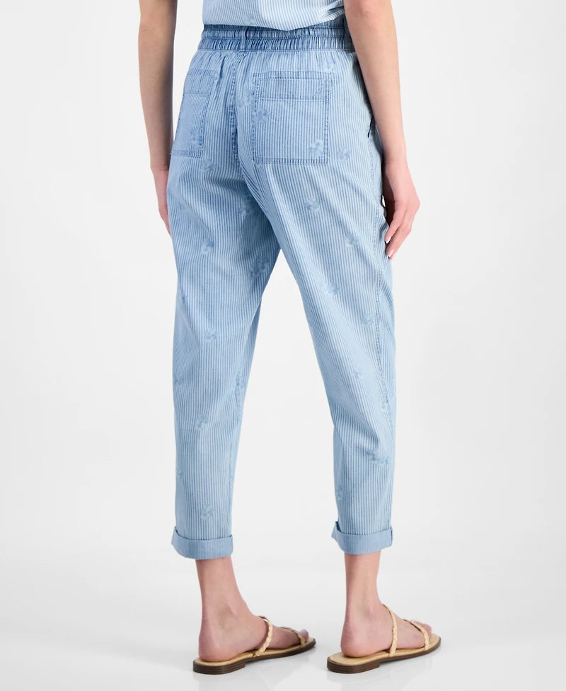 Nautica Jeans Women's Striped Floral Jogger Pants