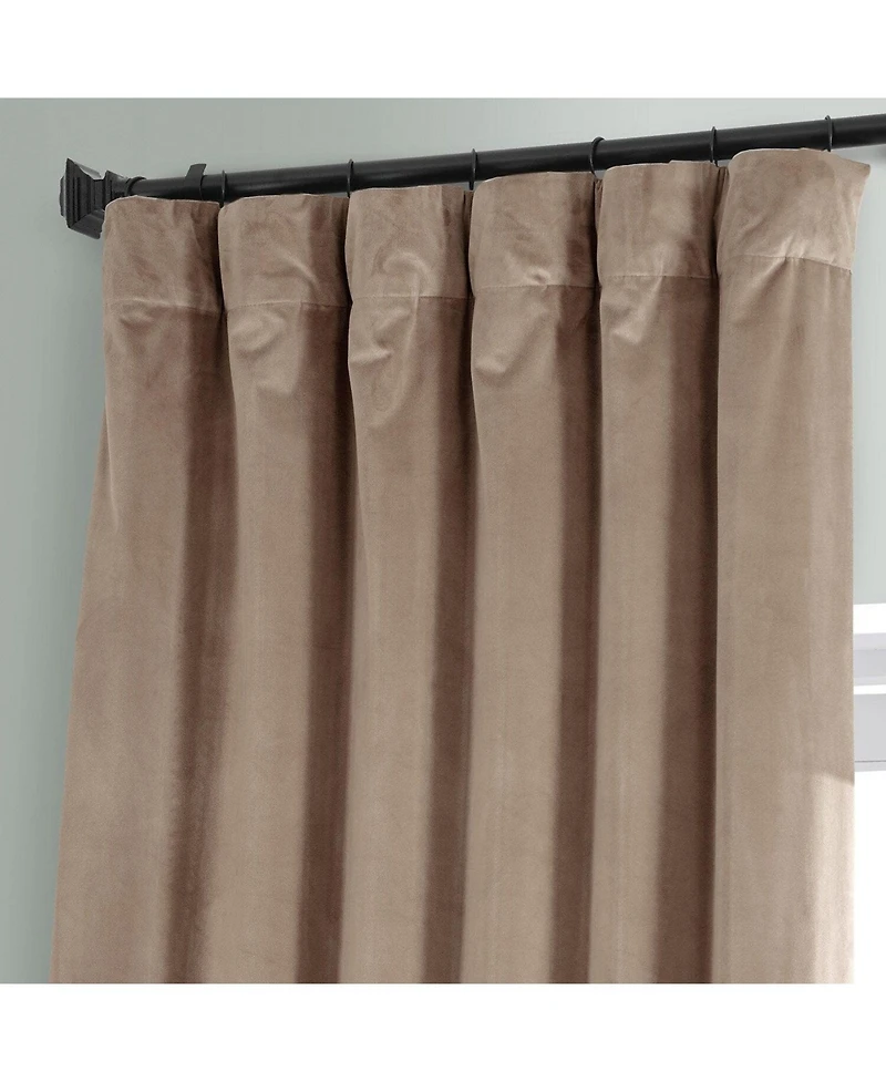 Half Price Drapes Pashmina Taupe Signature Plush Velvet Hotel Blackout Curtain