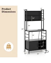 Bar Cabinet with Wine Bottle Holders and S-Hooks for Glassware Accessories