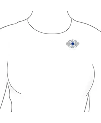 Bling Jewelry Big Royal Blue Cz Cubic Zirconia Brooch Pin Art Deco Style