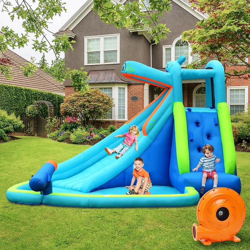 Hippo Inflatable Water Slide Bounce House Fun Outdoor Playset for Kids