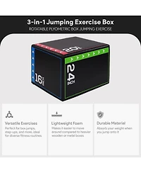 BalanceFrom Jumping Plyo Exercise Box 3 in 1 Home Gym Workout 10 Lbs, Multicolor