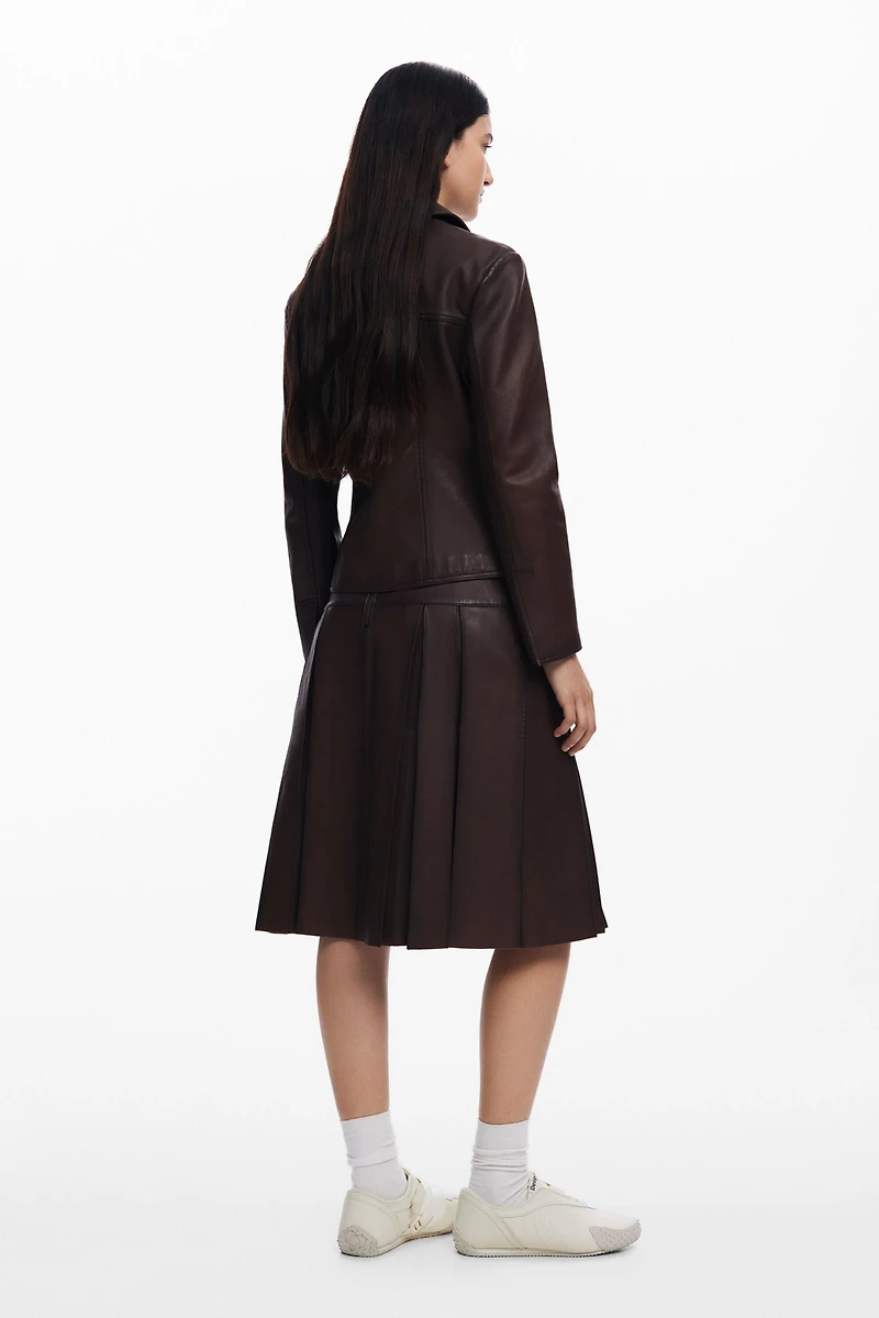 Desigual Women's Peplum leather biker jacket