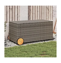 Garden Storage Box with Wheels Gray 50.2 Gal Poly Rattan