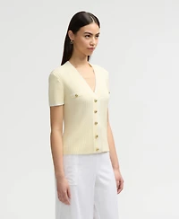Nvlt Women's Short Sleeve Cardigan Sweater