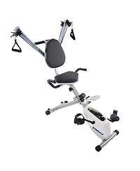 Stamina Foldable Exercise Bike and Strength System With Smart Workout App and 250 Pound Weight Capacity for Home Workout, Gray