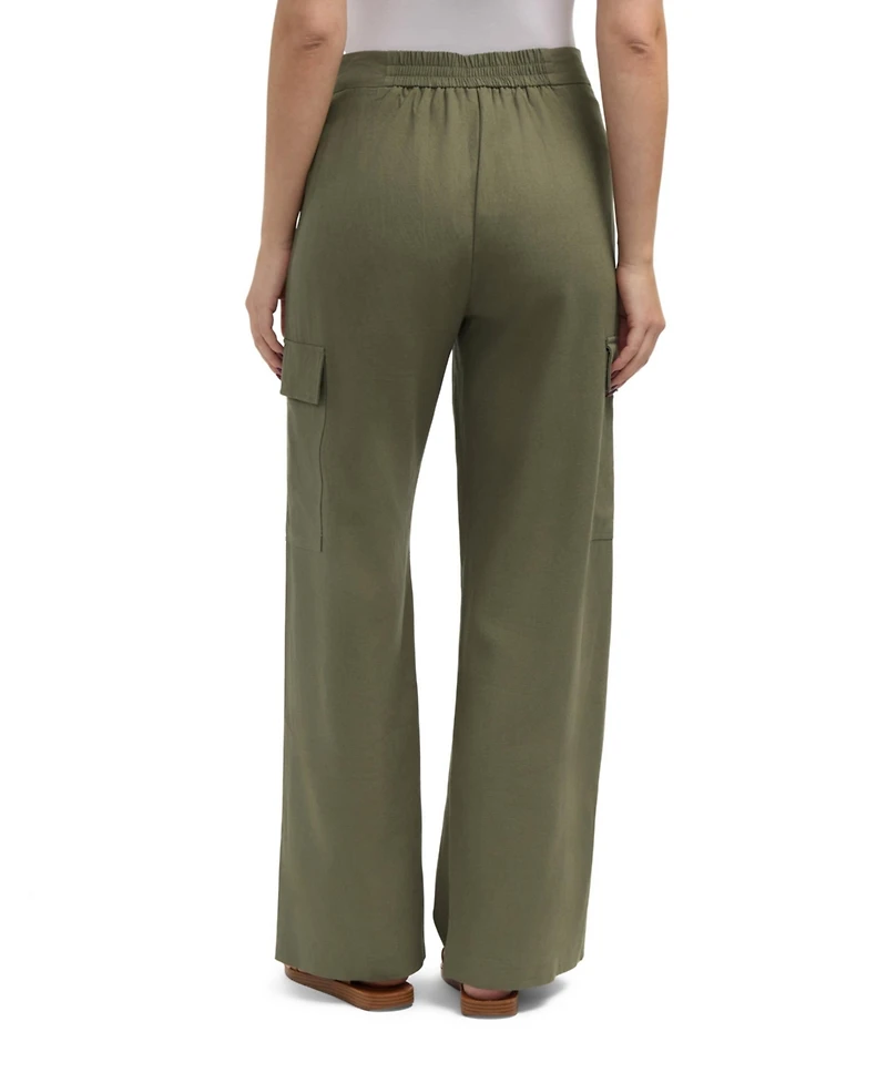 Ellen Tracy Women's Button Front Cargo Pocket Pant