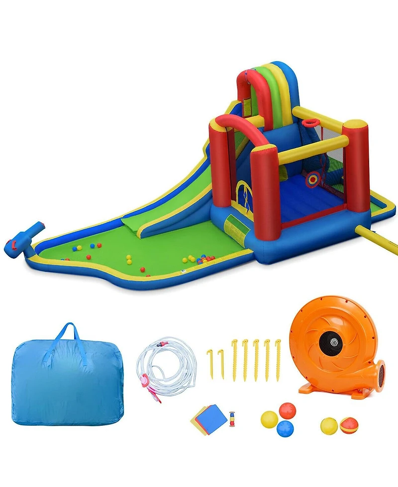 Inflatable Kids Bounce House Castle with Blower Fun and Durable Playset for Outdoor Entertainment