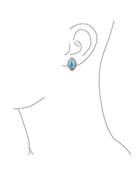 Bling Jewelry Western Filigree Marquise Blue Turquoise Clip-On Earrings Non-Pierced Sterling Silver