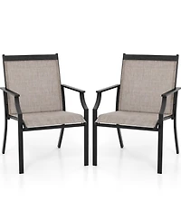 Gymax Set of 2 Patio Dining Chairs Outdoor Armchairs w/ Sturdy Metal Frame