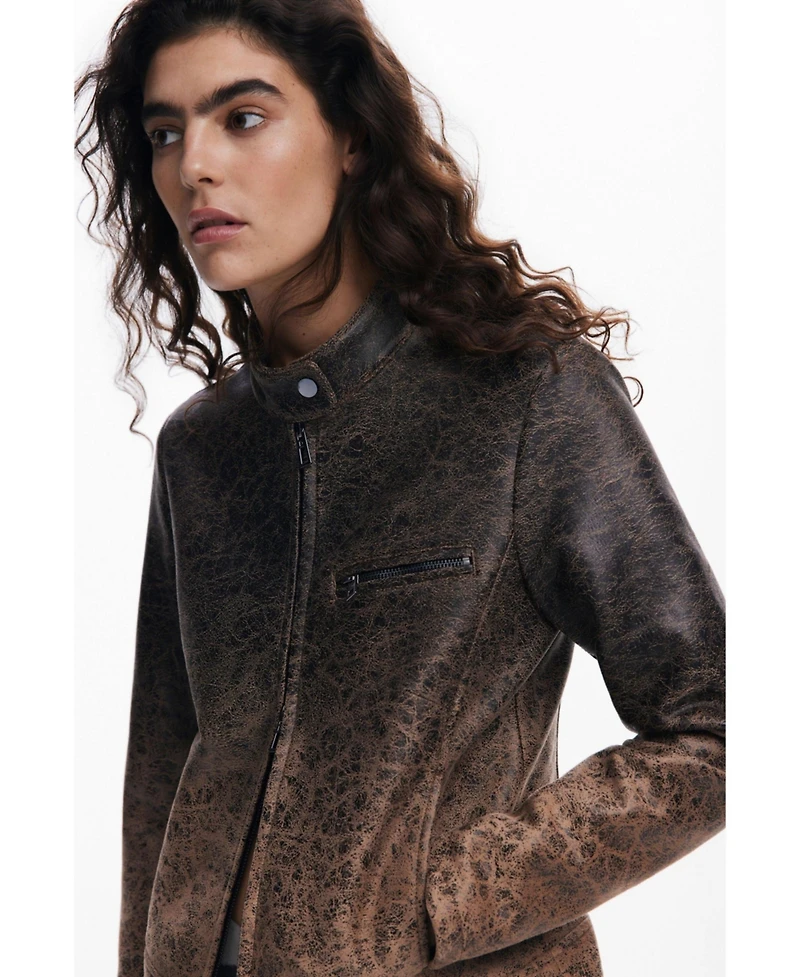 Desigual Women's Gradient faux leather biker jacket