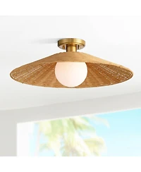 Possini Euro Gavin 22 3/4" Wide Brass and Rattan Ceiling Light - Possini Euro Design