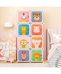 8 Cube Kids Wardrobe Closet with Hanging Section and Doors