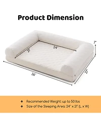Egg-Foam Dog Crate Bed with 3-Side Bolster and Removable Washable Bed Cover