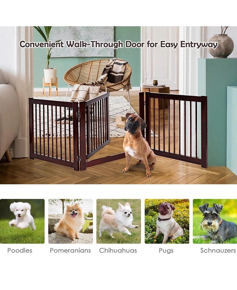 24 Inch Configurable Folding 3 Panel Wood Dog Fence