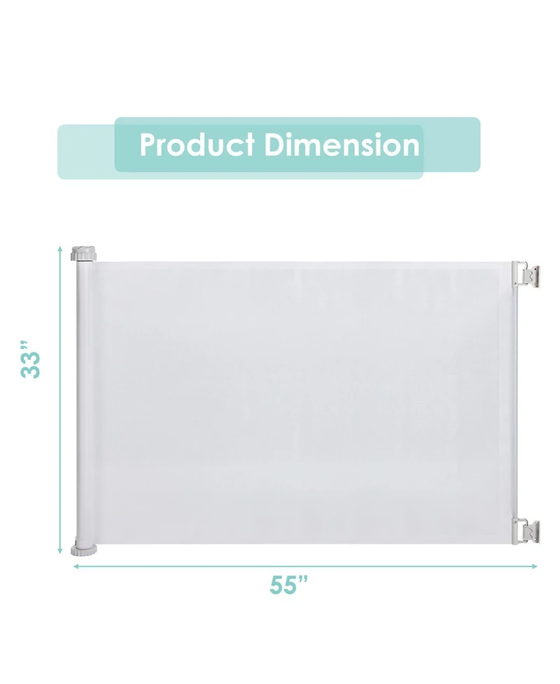 33 Inch Tall Retractable Mesh Safety Gate for Indoor and Outdoor Use