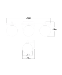 Dainolite 4.75" Metal, Glass Vivaldi 3 Light Vanity Light