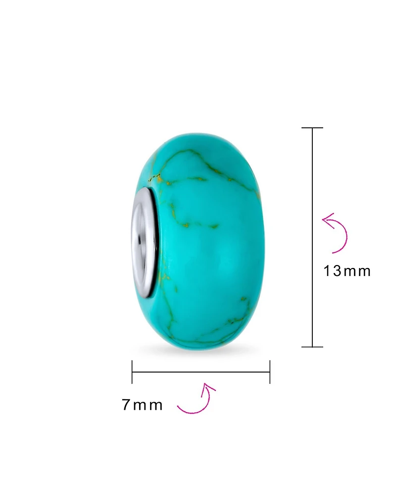 Bling Jewelry Blue Green Turquoise Charm Bead Sterling Silver European Bracelet