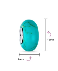 Bling Jewelry Blue Green Turquoise Charm Bead Sterling Silver European Bracelet