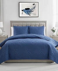 Vcny Home Solomun Pinsonic Damask 3-Pc. Quilt Set, King