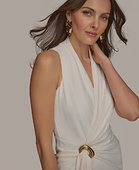 Donna Karan New York Women's Draped Faux-Wrap Gown