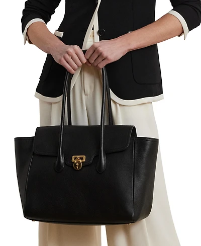 Lauren Ralph Pebbled Leather Extra-Large Tanner Satchel