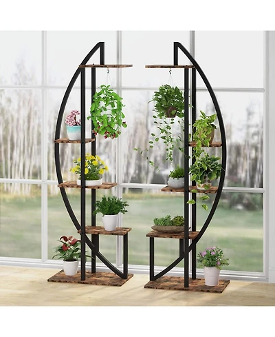 Tribesigns 5-Tier Plant Stand Pack of 2, Multi-Purpose Curved Display Shelf Bonsai Flower Plant Stand Rack for Indoor Garden, Balcony