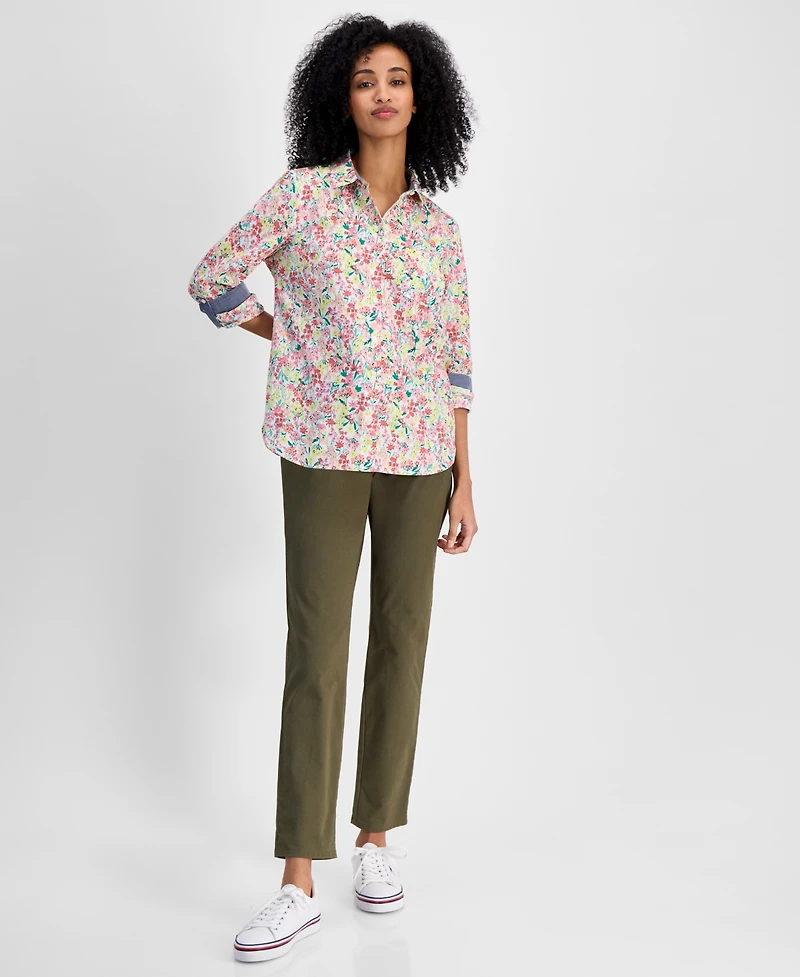 Tommy Hilfiger Women's Floral Gingham Cotton Shirt