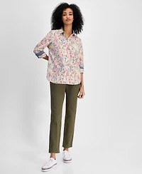 Tommy Hilfiger Women's Floral Gingham Cotton Shirt