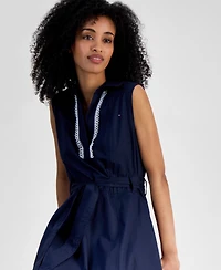 Tommy Hilfiger Women's Lace-Detail Cotton Shirt Dress